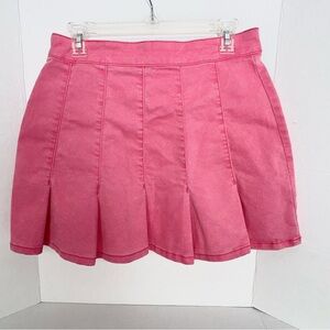 Pink Pleated Denim Mini Skirt – Juniors 9, Barbicore Y2K Preppy, Side Zipper